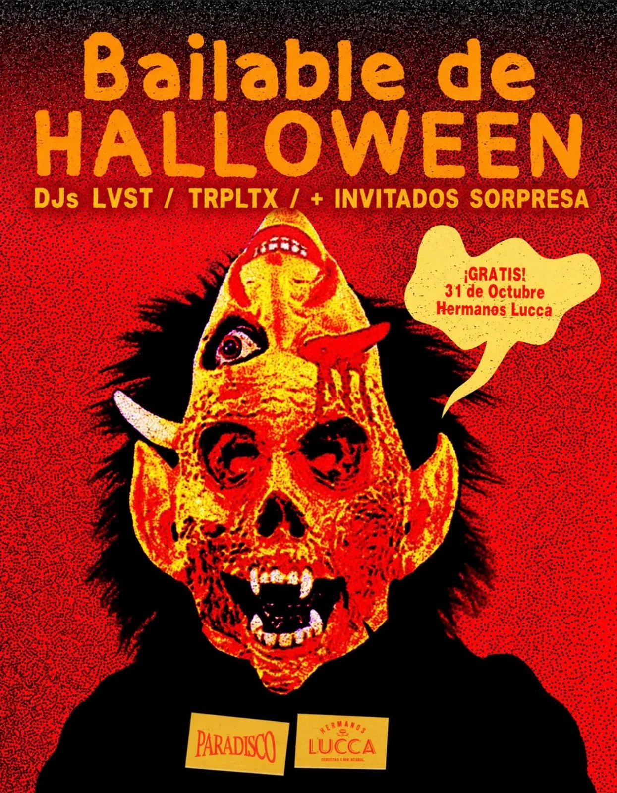 Bailable de Halloween en Hermanos Lucca